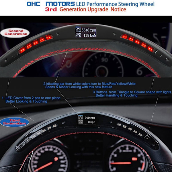 Suede LED-display med växlingslampor, rattbyte för Nissan GTR R35 2009-2016