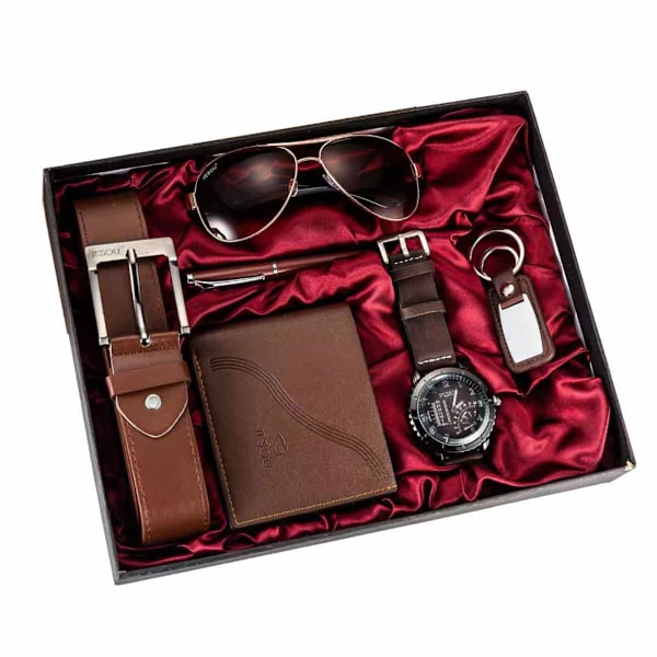 Presentkit för män (6 i 1) Födelsedagspresenter för män - Plånboksset - Presentförpackning för män - Plånboksset för män - Presentkorgar för män Födelsedag - Herrpresent
