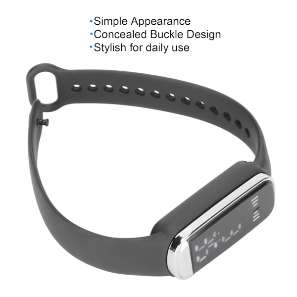 Digital klocka LED-skärm 12/24 timmars laddningsbar snygg elektronisk armbandsklocka för män kvinnorSvart