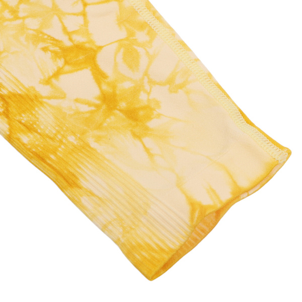 Hög midja yoga byxor Tie Dye gul rumpa lyft L storlek stretchiga leggings för kvinnor träning löpning fitness