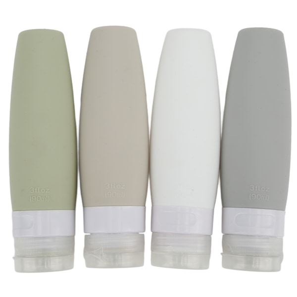 4 st Silikontub för Resor Stor Öppning Design Läckagesäker 90ml 4 Färger Klämbara Reseförpackningar Set för Resor