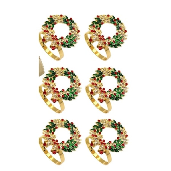 Set med 6 ringar för julservetter, legering