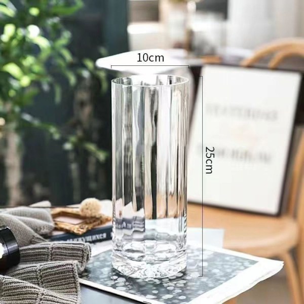 Utsökt Kristallvas, Modern Design Med Ljusspel För Heminredning Och Underbar Gåva, Klart Kalk-Soda Glas, Transparent, 10x25Cm