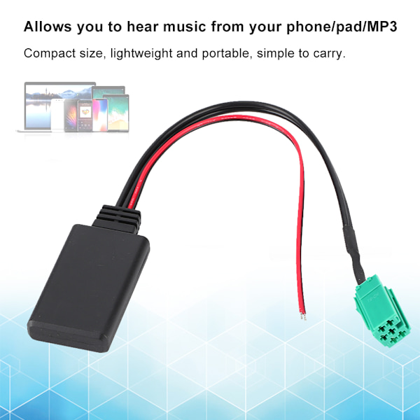 6-polig Stereo Bluetooth-modul Bilkabeladapter Passar för Renault Clio Espace Laguna