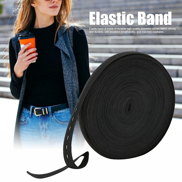 Elastiskt band Bredd 2cm Stickad spole perukband för sömnad Kläder Byxor Bälten Peruker DIY HantverkSvart