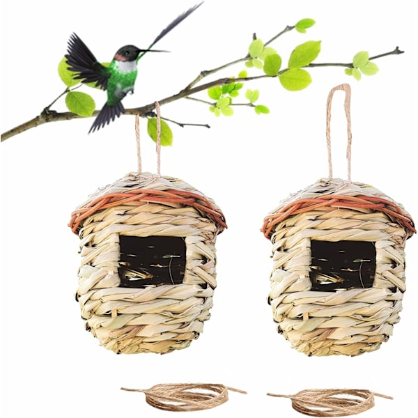 Fågelholk för utomhushängande kolibri, kolibrihäckande hus för utomhusbruk med rep, mysig vildfågelhydda/bo för Audubon Finch Canary