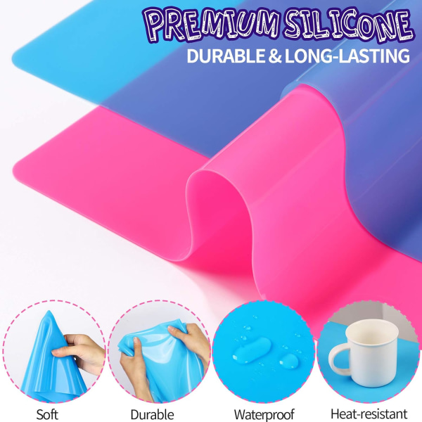 2-pack 15,7\" x 11,7\" stort silikonark för hantverk, smyckegjutning, formmattor, premium silikonunderlägg, multifunktionsmatta, non-stick, halkfri
