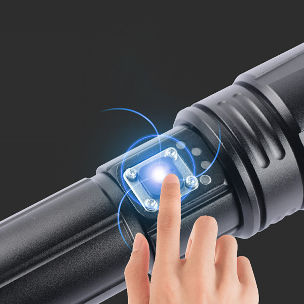 LED 10 000 lumen, extremt ljusstark USB-laddningsbar taktisk ficklampa med CREE XHP70.2-hölje, IP67 vattentät 5 lägen för camping vandring