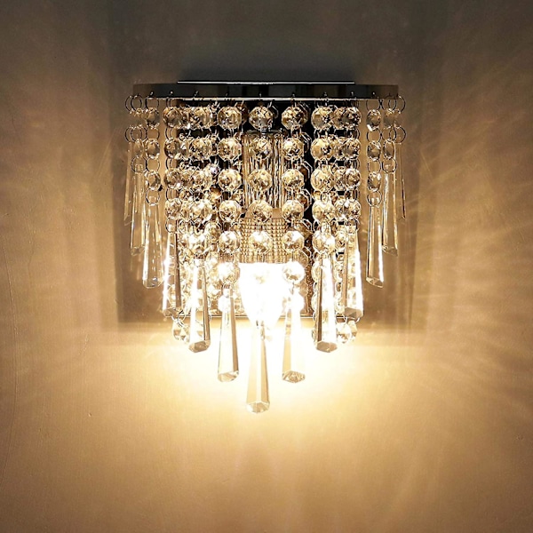 Modern kristallvägglampa inomhus kristallvägglampa finish rostfritt stål lampbas E14 för sovrum vardagsrum