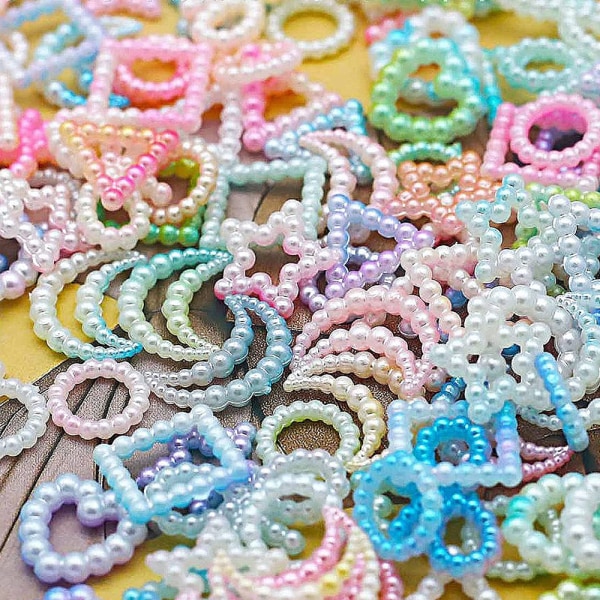 Gradient Color Pearls Nail Charms， Nail Art DIY Crafting Jewels
