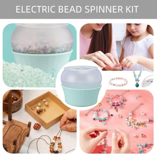 Elektrisk Pärlspinner Reversibel Steglös Hastighetsjustering Effektiv USB Pärlspinner för DIY Armband Halsband Grön