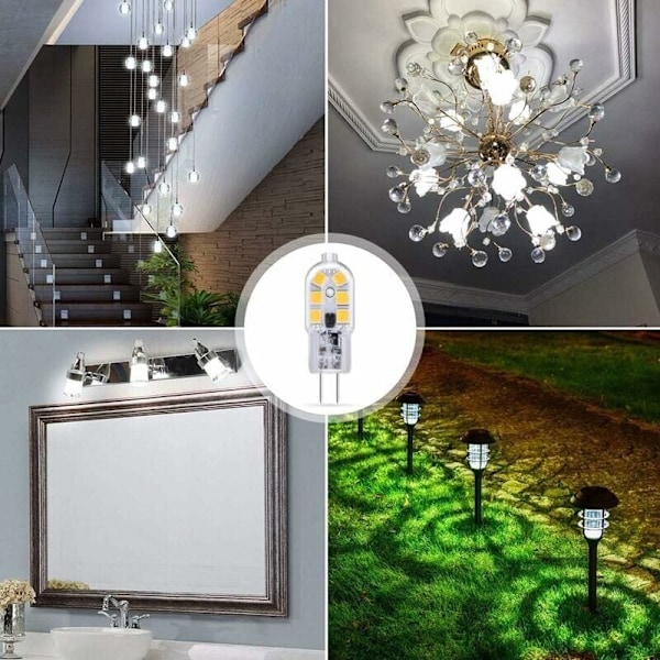 G4 LED-lampa, ej dimbar kallvitt ljus motsvarande halogen 10W 20W, 12V Bi-pin sockel, energibesparande, enkel installation, 360° spridningsvinkel, för