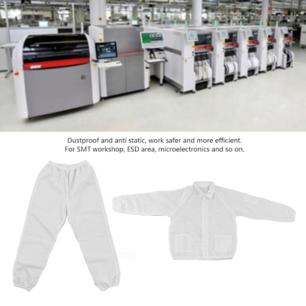 Skyddsoverall Antistatisk Polyester Skyddskläder Vit Delad Design för Verkstad S