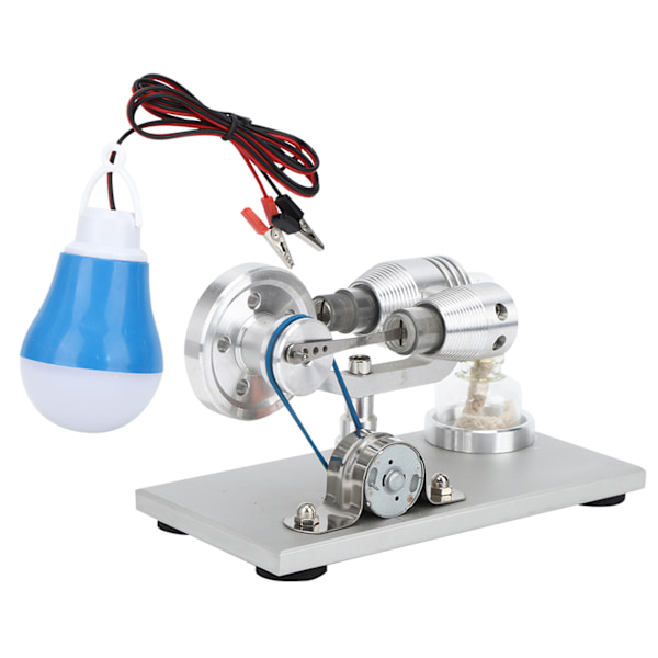 Varmlufts Stirlingmotor, Pedagogiskt fysikexperiment Borstad aluminiumlegering Förtjockat glas, Flerfärgad LED för barns vetenskapsprojekt och