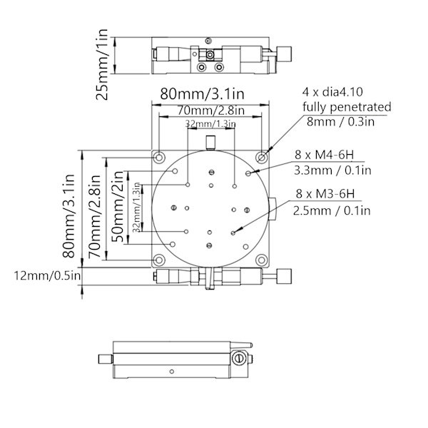 Manuell roterande linjär scen glidbord grovjustering 360° med mikrometer Dia80mm RBA80