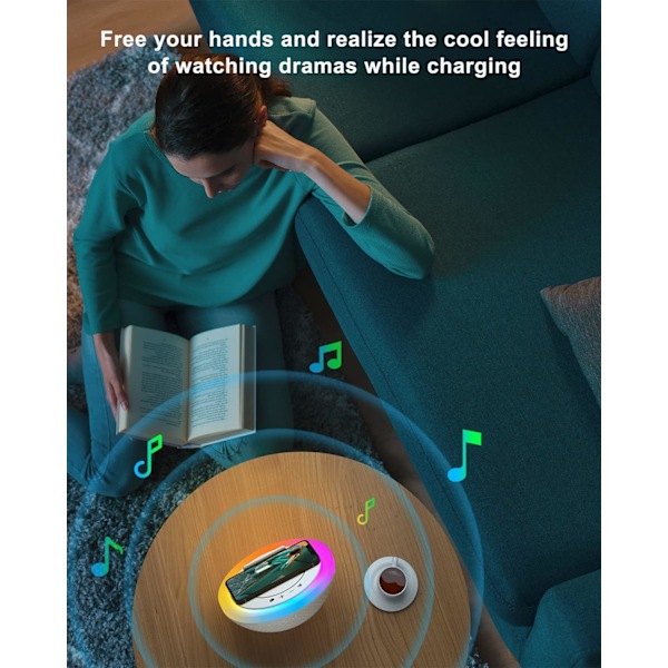 Bluetooth-högtalare, nattlampa, modern högtalare med trådlös laddning, bästa presentidéerna för tonåringar, män, pappa,