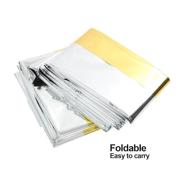 3PCS Nödfiltar Nödfiltar Guld Silver 2 Färg Reflekterande Termisk Filt Vattentät Nödsovsäckar 140x210cm