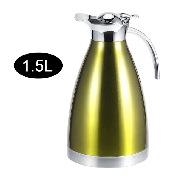 Hushålls Dubbelskikts Rostfritt Stål Vakuumisolerad Vattenflaska Vattenkokare Kaffekanna Legering Handtag Guld 1,5L
