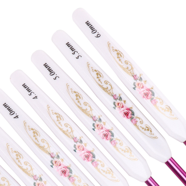Virka krokar 8 st Mjuka halkfria bra grepp stickningsnålar set med märke för vävning Hembruk(Safflower Porcelain Pack of 8 )