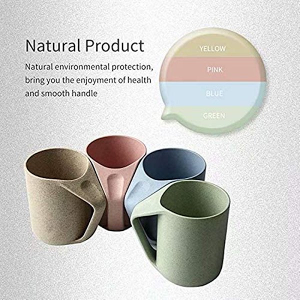 Retro mugg gjord av miljövänligt vetestraw, lätt, biologiskt nedbrytbar, plastmugg för vatten, kaffe, mjölk, te,