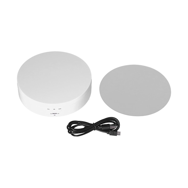 Motoriserad roterande displaystativ 138mm Elektrisk roterande skivspelare 3 hastigheter Justerbar USB-driven smyckesdisplayfäste Vit