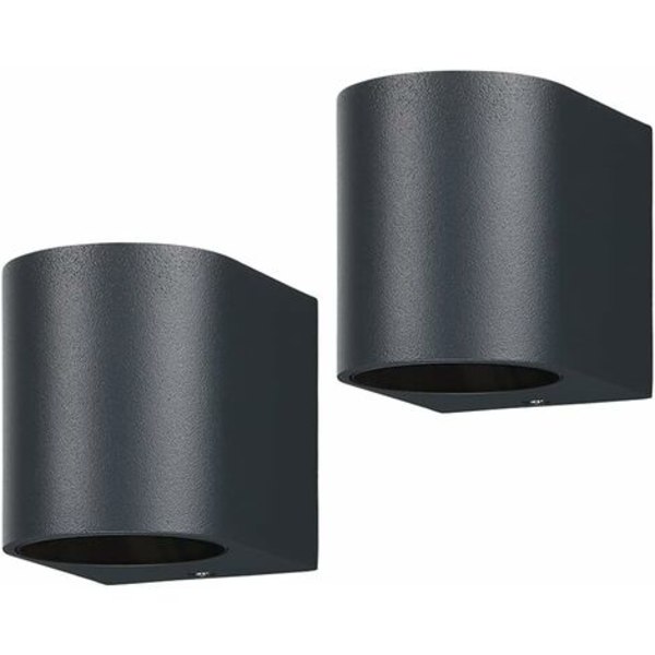 2-pack utomhusvägglampor, antracitgrå GU10-downlights, elektriska utomhusvägglampor, vattentäta IP44 aluminium, nätanslutna för uteplats, däck,