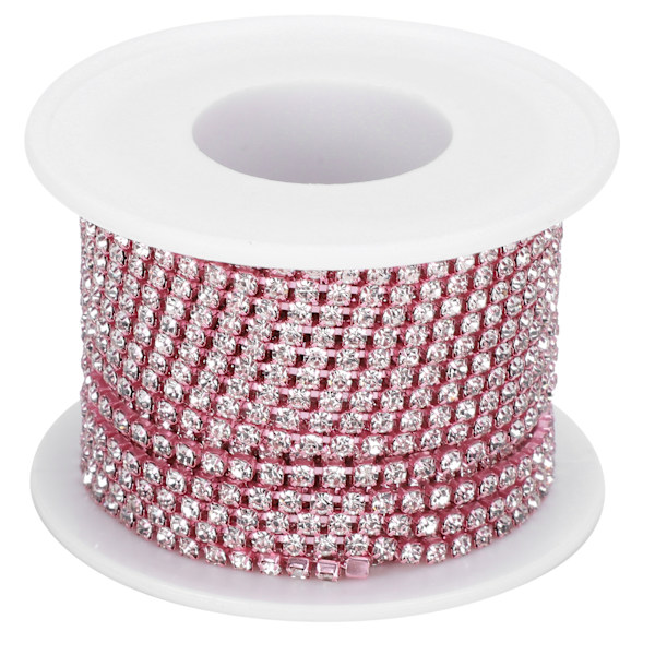 SS8‑2,5 mm 10 meter konstgjord diamantkedja DIY hemhantverk bröllopsdekoration kedja rosa