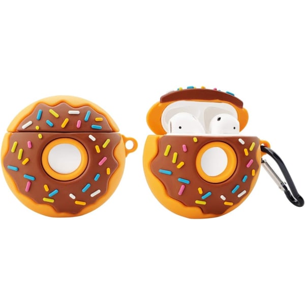 Lämplig för Airpods 1 och 2 Silikonskyddsfodral $ Soft Silikon 3D Cute Airpods 1 och 2 skyddsfodral $ Donut Hörlursfodral Lämplig för