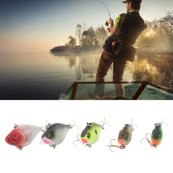 Lockbete hårt bete kit Topwater fiskebeten trekrokar hårda beten set för saltvatten och sötvatten fiske