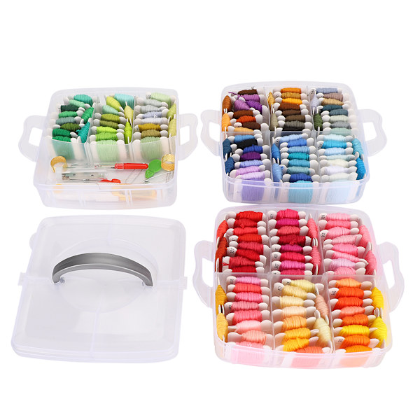Broderi Garn Organizer Kit Korsstygn Båge Set Hantverk 150 Färger DIY Symaskiner Tillbehör