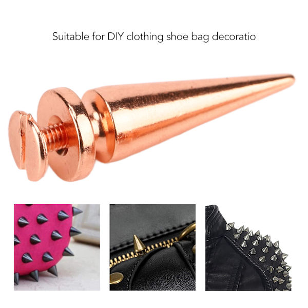 100set Punk Kon Spikar Nitar Ros Guld Spetsig Galvanisering Burr Fri Klar Tråd Mässing Spikar Nitar Rock Nitar 10x29mm