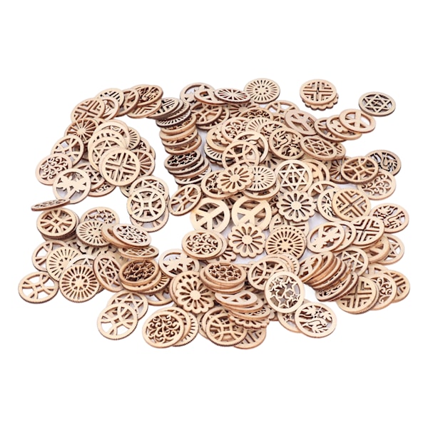 Kreativa DIY-kit, 200 robusta material blommor träutskärningar, rustika träskivor med glansig finish för bred användning i bröllopsdekorationer, hemdekorationer och konst