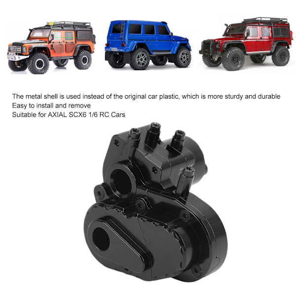 Växellåda Komplett Transmissionshus Aluminiumlegering Växellåda Skal Skydd för Axial Capra 1.9 UTB Svart