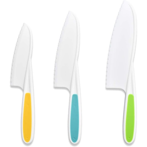 3-delade nylon för barn Barn Nylon Set knivar för matlagning och skärning Kökssallads- och salladsknivar Tandkniv för barn i 3