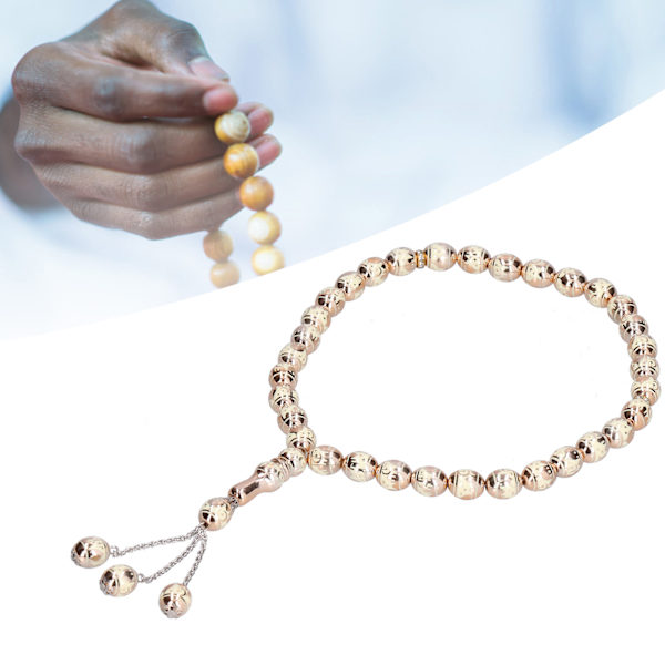 Muslimiska bönepärlor i ljusa färger, iögonfallande, fin textur, bekvämt grepp, Tasbih bönepärlor, beige