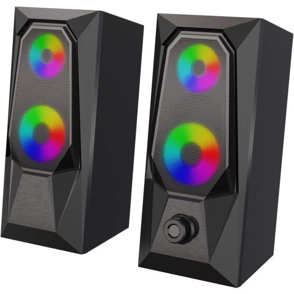 Datorhögtalare, RGB-färg LED-ljusemitterande högtalare, Stereo Subwoofer Datorhögtalare, USB2.0-kanals PC-högtalare