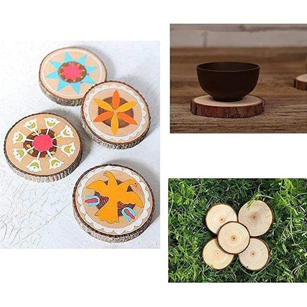 Fuyit Träskivor 30 st Trädstamsskivor 7-8cm Oavslutade Träcirklar Obrunade Träcirklar utan Hål för DIY Hantverk Träskivor Bröllop
