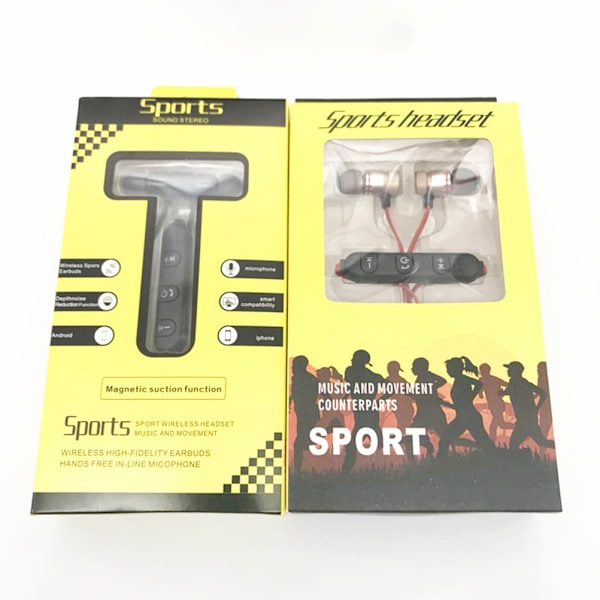 Bluetooth Hörlurar Trådlösa Fitness Hörlurar Stereo Headset Musik In-Ear Hörsnäckor