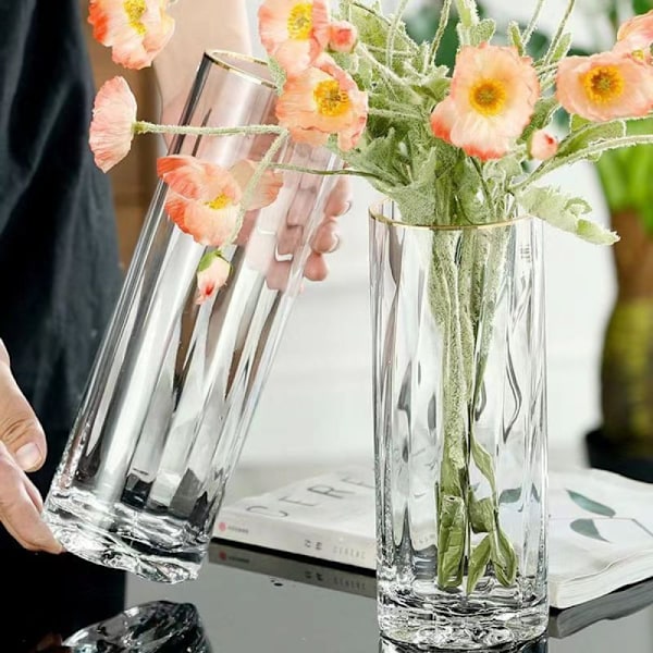 Utsökt Kristallvas, Modern Design Med Ljusspel För Heminredning Och Underbar Gåva, Klart Kalk-Soda Glas, Transparent, 10x25Cm