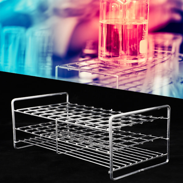Mångsidig laboratorieutrustning, provrörsställ i rostfritt stål med bred bas för stabilitet, högtemperaturbeständigt ställ för pålitlig prestanda i
