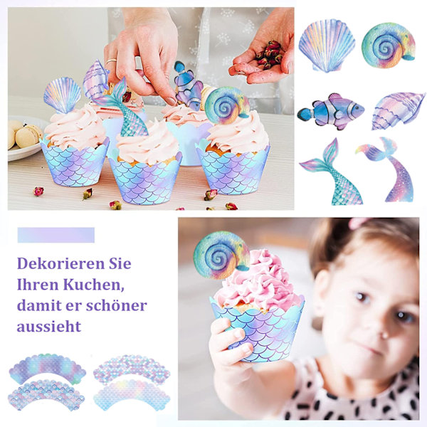Oceanic Cupcake Tillbehör, Dubbelsidiga Formar & Toppers, Pålitligt Material För Minnesvärda Firanden, Enkel Användning Under Havet Tema (48 ST)