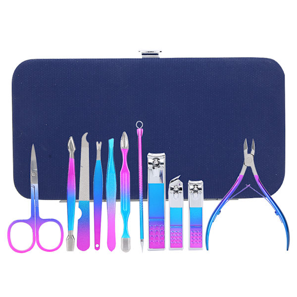 12-delad nagelklippare set ögonbrynssax död hud pusher manikyr pedikyr kit (7023C)