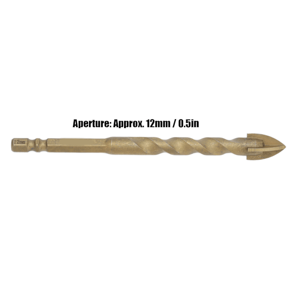 5 st Cross Spearhead Borr Bits med 1/4 tum Hex Skaft för Glas Keramik Marmor 12mm Hål