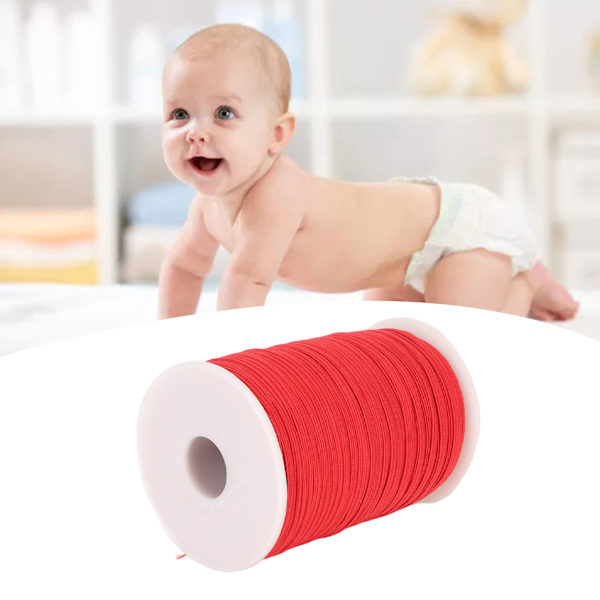 Elastisk sladd 50 yards 0,1 tum bred mjuk flexibel nylon andningsbar tvättbar armbandssnöre för hantverk DIY pärlor röd