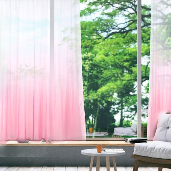 Gradientfärgade Skira Gardiner, Ombre Design Ljusfiltrerande Stångficka Hängande Stil för Vardagsrum Sovrum Matsal Balkong, Rosa Gradient, 2