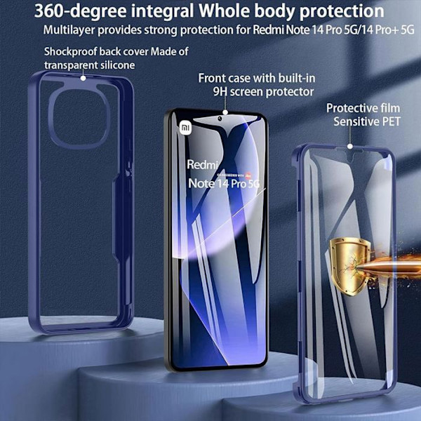 Skyddsfodral för Xiaomi Redmi Note 14 Pro Plus 5G, Heltäckande Skydd - Mörkblå - EF Connection marinblå