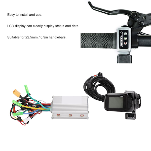 36/48/60V 350W Motor Borstlös Controller Elektrisk Cykel 3 Lägen Sinusvåg Controller Kit med LCD Display Panel Växelspak