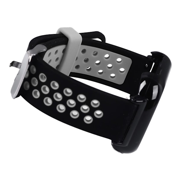 Ersättningsarmband med skal för Honor Watch 4 Silikon PC Multi Holes Justerbara Skyddande Armbandsskydd Svart Grå