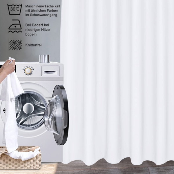 Duschdraperi extra bred vit vattentät tvättbar anti-mögel badrumsgardin textil badrumsgardin