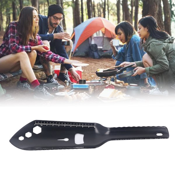 Multifunktionell Camping Spade i Aluminiumlegering Liten Överlevnadsspade Multiverktyg för Utomhusvandring Svart